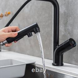 Brass+Zinc Kitchen Sink Mixer Taps Pull Out Spray Head Single Lever Black Faucet