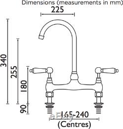 Bristan Renaissance Luxury Kitchen Sink Mixer Tap Double Lever Brushed Nickel