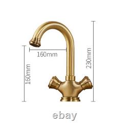 Bronze Kitchen Sink Tap Hot Cold Mixer Bathroom Swivel Faucet Brass Two Handles