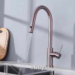 Brushed Bronze Kitchen Faucet Sink Pull Down Sprayer Single Hole Mixer Tap