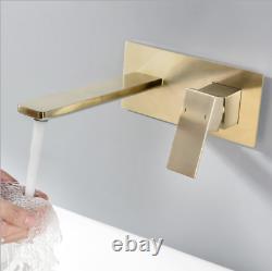 Brushed Gold Bathroom Basin Mixer Faucet Wall Mounted Single Handle Sink Tap