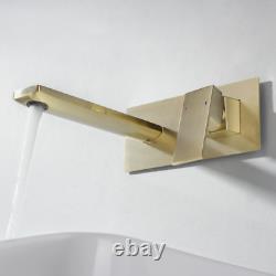 Brushed Gold Bathroom Basin Mixer Faucet Wall Mounted Single Handle Sink Tap