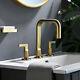 Brushed Gold Brass NEW Unique Bathroom Sink Faucet Hot&Cold Mixer Tap 2 handles
