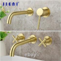 Brushed Gold Faucet Sink Bathroom Handle Tap Kitchen Hot & Cold Mixer Faucet