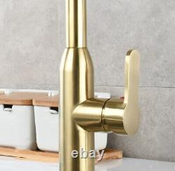 Brushed Gold Kitchen Faucet Single Hole Pull Out Spout Kitchen Sink Mixer Tap