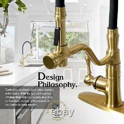 Brushed Gold Kitchen Faucets with Pull Down Sprayer and Pot Filler, Pull Down Ki