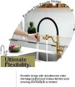 Brushed Gold Kitchen Faucets with Pull Down Sprayer and Pot Filler-Single Handle