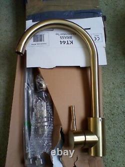 Brushed Gold Swivel Spout Kitchen Sink Brass Mixer TAp