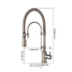 Brushed Nickel 1 hole Pull Down Spout Kitchen Sink Mixer Faucet Deck Mount Taps
