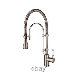 Brushed Nickel 1 hole Pull Down Spout Kitchen Sink Mixer Faucet Deck Mount Taps