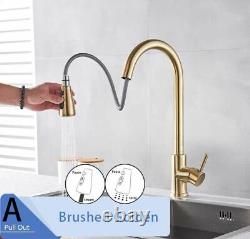 Brushed Nickel Kitchen Faucet Single Hole Pull Out Spout Kitchen Sink Mixer Tap