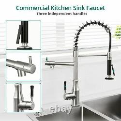 Brushed Nickel Kitchen Faucet Sink Single Handle Pull Down Sprayer Swivel Mixer