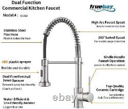 Brushed Nickel Kitchen Faucet Sink Swivel Spring Deck Mounted Mixer Tap