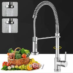 Brushed Nickel Kitchen Faucet Swivel Pull Out Sprayer Single Hole Sink Mixer Tap