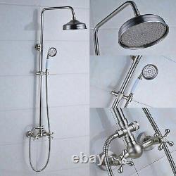 Brushed Nickel Rainfall Shower Head/Hand Spray Faucet Set Mixer Tap Wall Mounted