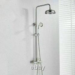 Brushed Nickel Shower Faucet Handheld Sprayer Mixer Tap Wall Mount 1 Handle Set 