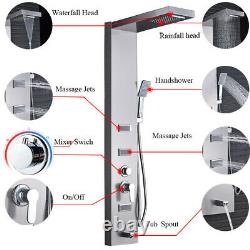 Brushed Nickel Shower Panel Tower System Rain&Waterfall Massager Body Jet Taps