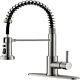 Brushed Nickel Spring Pull Down Kitchen Sink Faucet Hot & Cold Water Mixer Tap