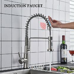 Brushed Nickel Touch sensor Kitchen Sink Faucet Pull Down Sprayer Taps Induction
