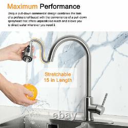 Brushed Smart Touch Sensor Kitchen Sink Faucet Pull Out Mixer Touch Control Tap
