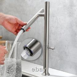 Brushed Swivel Kitchen Faucet Stainless Steel Hot Cold Bathroom Sink Mixer Tap