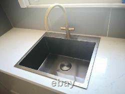 Burnished gunmetal Black stainless steel kitchen w tap hole sink pantry trough