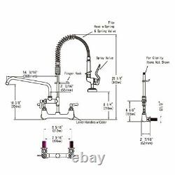 CWM Commercial Wall Mount Kitchen Sink Faucet Brass Constructed Polished Chro