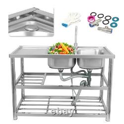Commercial Kitchen Sink Stainless Steel Catering Bowl Warewashing Basin+Drainer