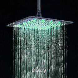 Ceiling Mounted 12 inch LED Shower Faucet Set Rainfall Hand Shower Mixer Tap