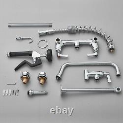 Chrome 25Height Commercial Kitchen Faucet Pre-Rinse Sprayer 8Center Wall Mount