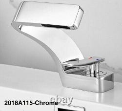 Chrome Brass Cold And Hot Deck Mounted Water Mixer Tap Bathroom Sink Faucet