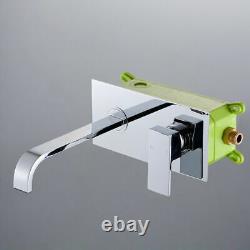 Chrome Concealed Wall Mount Bathroom Basin Sink Mixer Faucet Single Handle Taps