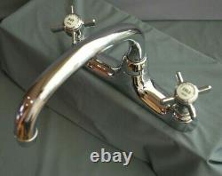 Chrome Deck Mounted Kitchen Mixer Taps, Reclaimed And Fully Refurbed Retro Taps