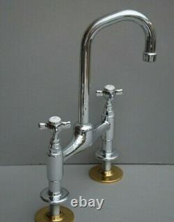 Chrome Deck Mounted Mixer Taps Ideal Belfast Sink Reclaimed & Refurbished Taps