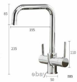 Chrome Drinking Faucet Supply Spout Sink Mixer 3Way Kitchen Tap RO Filter US