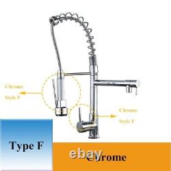 Chrome Kitchen Faucet Swivel Single Handle Sink Pull Down Sprayer Mixer Tap