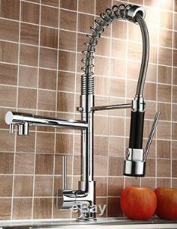 Chrome Kitchen Faucet Swivel Spout Single Handle Sink Pull Down Spray Mixer Tap