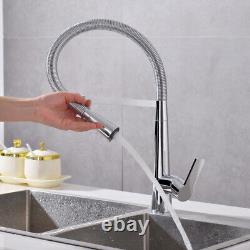 Chrome Kitchen Faucet with Pull Down Sprayer Brass Spring Kitchen Sink Mixer Tap