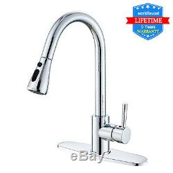 Chrome Kitchen Sink Faucet with Pull Out Sprayer Single Handle Mixer Tap Cover