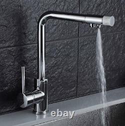 Chrome Kitchen Sink Tap Hot Cold Mixer Bathroom Swivel Faucet Brass Two Sprayer