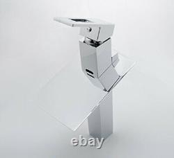 Chrome LED Waterfall Colors Changing Bathroom Basin Mixer Sink Faucet HDD723H
