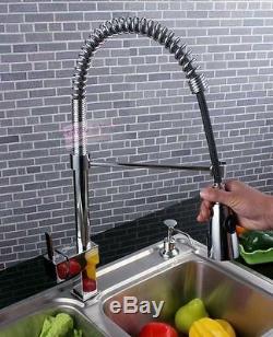Chrome Pull Down Spray Kitchen Sink Faucet with Swivel Mixer Tap for Vessel A83