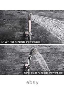 Chrome Shower Faucet Set 12Rainfall Head Combo Kit with Mixer Valve Wall Mount