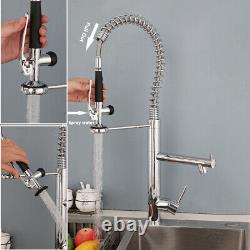 Chrome Tall Kitchen Sink Mixer Faucet Swivel Spout Pull Down Taps Deck Mounted