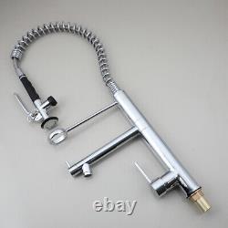 Chrome Tall Kitchen Sink Mixer Faucet Swivel Spout Pull Down Taps Deck Mounted