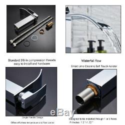 Chrome Waterfall Bathroom Sink Faucet Basin Mixer With Cover Plate Brass Tap
