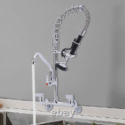 Commercial 360° Faucet Wall Mount Kitchen Sink Mixer Tap Adjustable Restaurant
