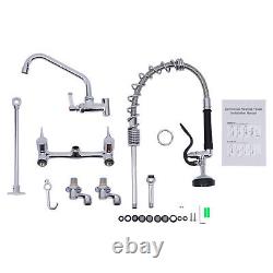 Commercial 360°Rotate Wall Mount Kitchen Sink Faucet Pull Down Sprayer Mixer Tap