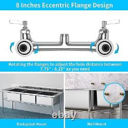 Commercial 36 Kitchen Sink Faucet Pull Down Pre-Rinse Spray 8Center Wall Mount