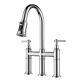 Commercial Kitchen Sink Faucet 3 Holes Single Handle Pull Down Sprayer Mixer